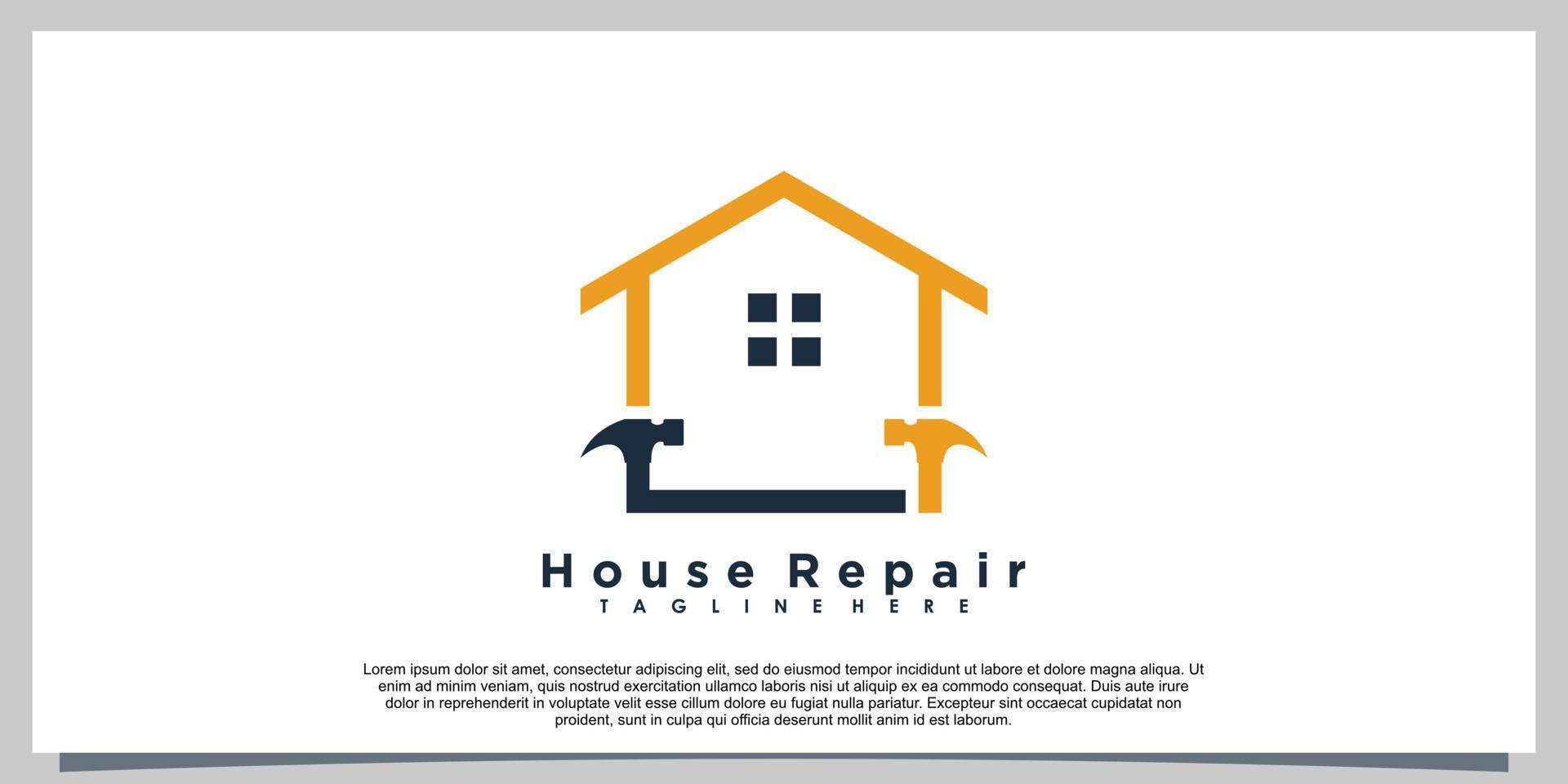 house repair logo design with hammer icon creative concept vector