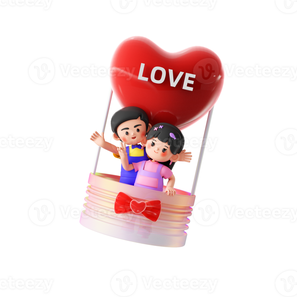 3D rendering cartoon couple image illustration png