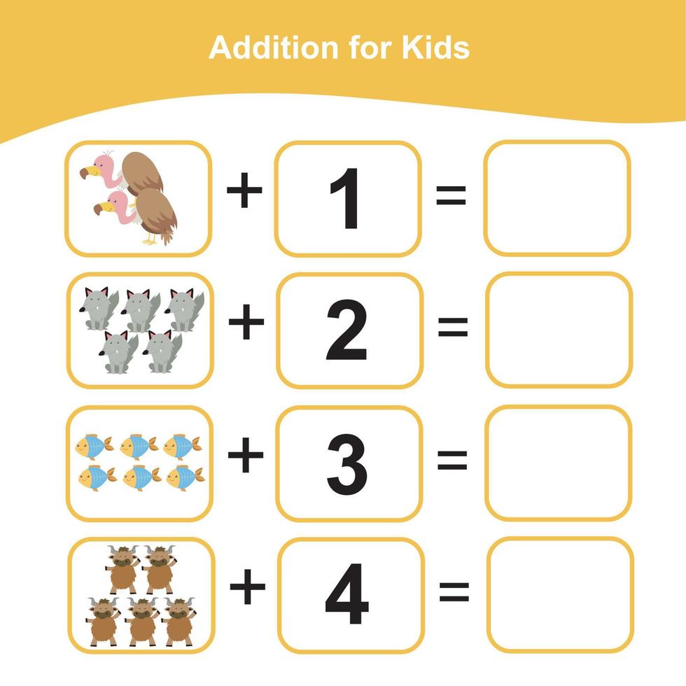 Mathematic sheet for children. Educational printable math worksheet. Count and write activity. Vector file.