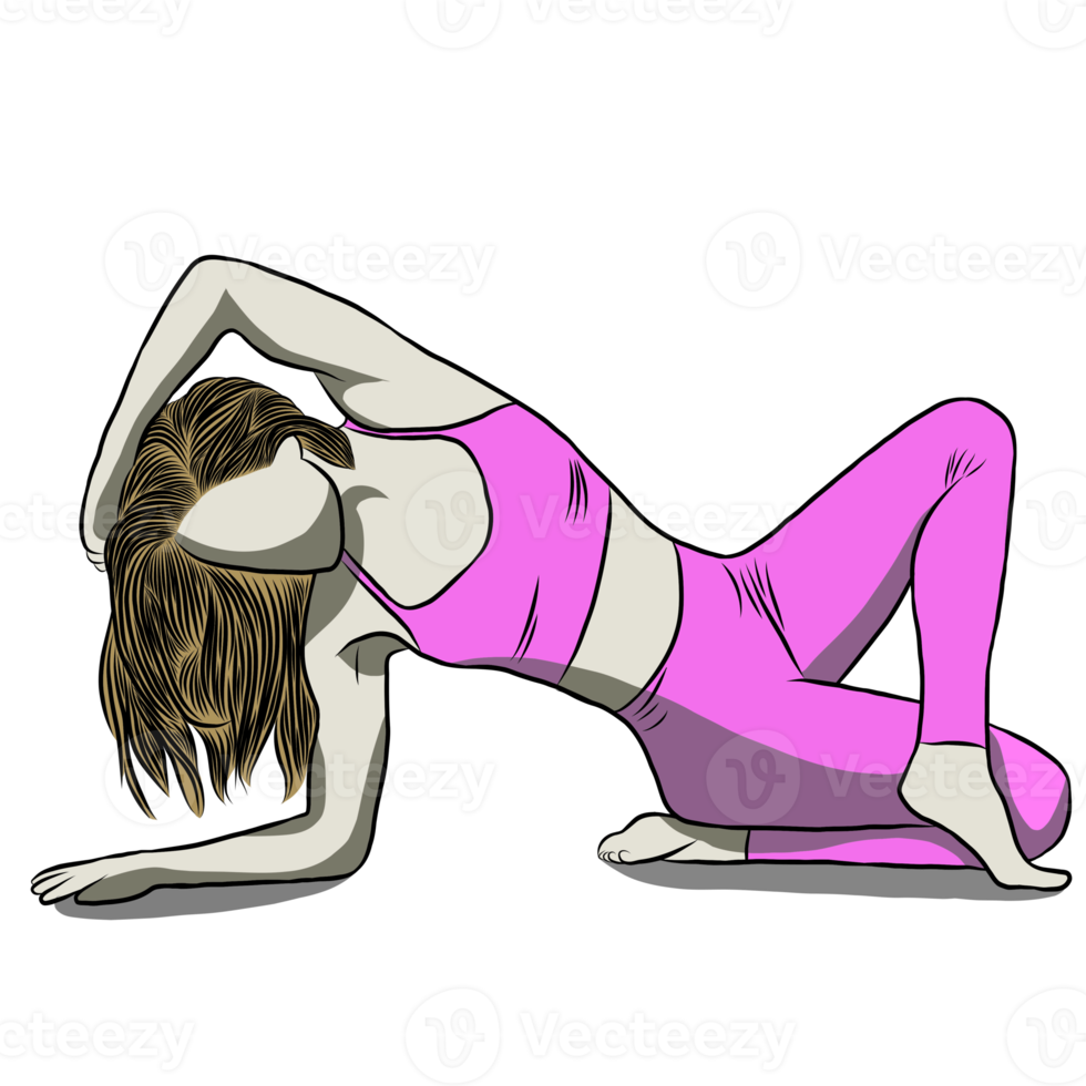 exercício de mulher em yoga stance.creative com ilustração em design plano. png