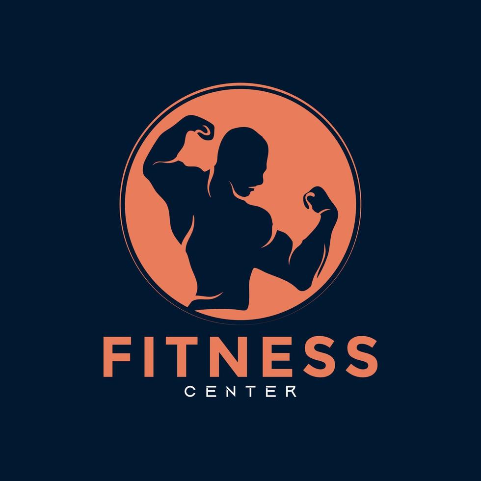 logotipo del gimnasio. diseño de logotipo de deporte y fitness. logo de gimnasio icono diseño vector stock, o emblema con silueta de mujer y hombre. mujer y hombre sosteniendo pesas.