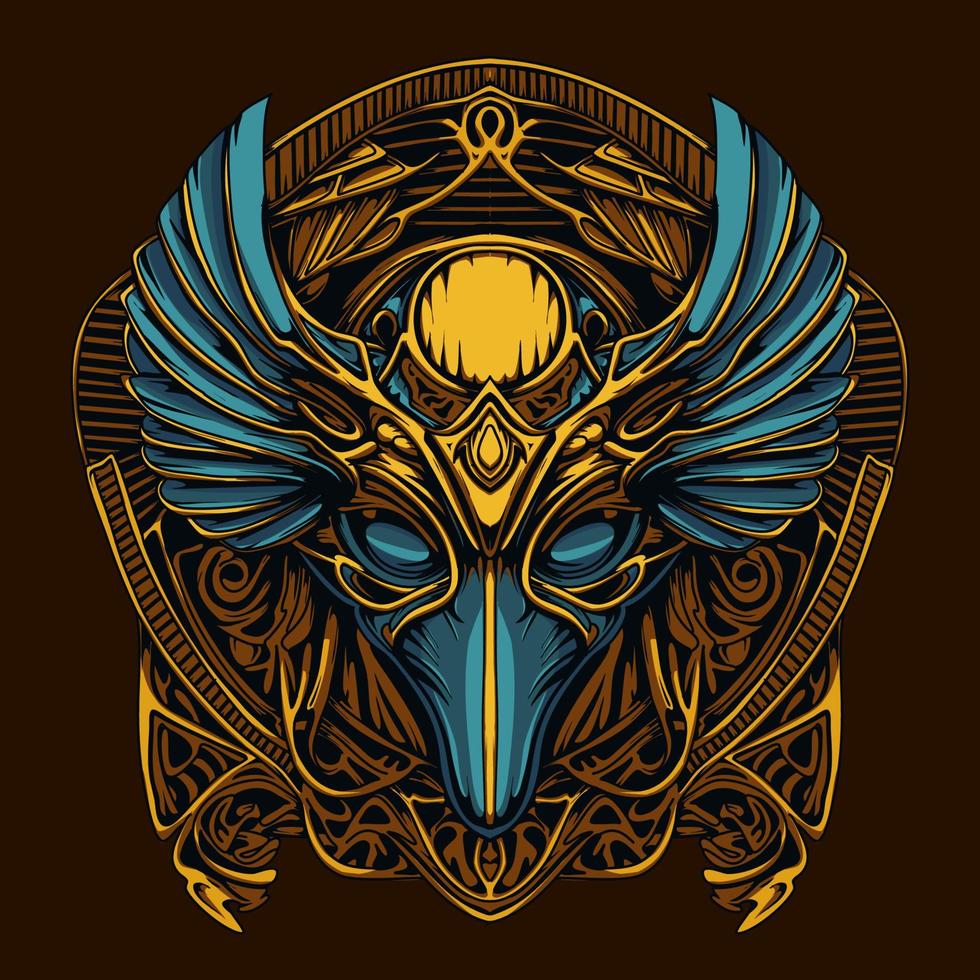 ilustración de dibujado a mano cabeza de horus vector