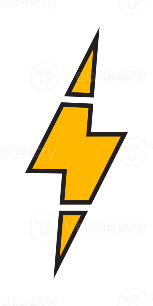 icono de flash de iluminación de truenos y pernos, símbolo de energía eléctrica png