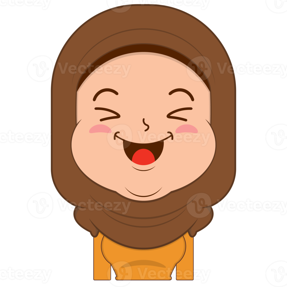 muslim flicka Lycklig ansikte tecknad serie söt png