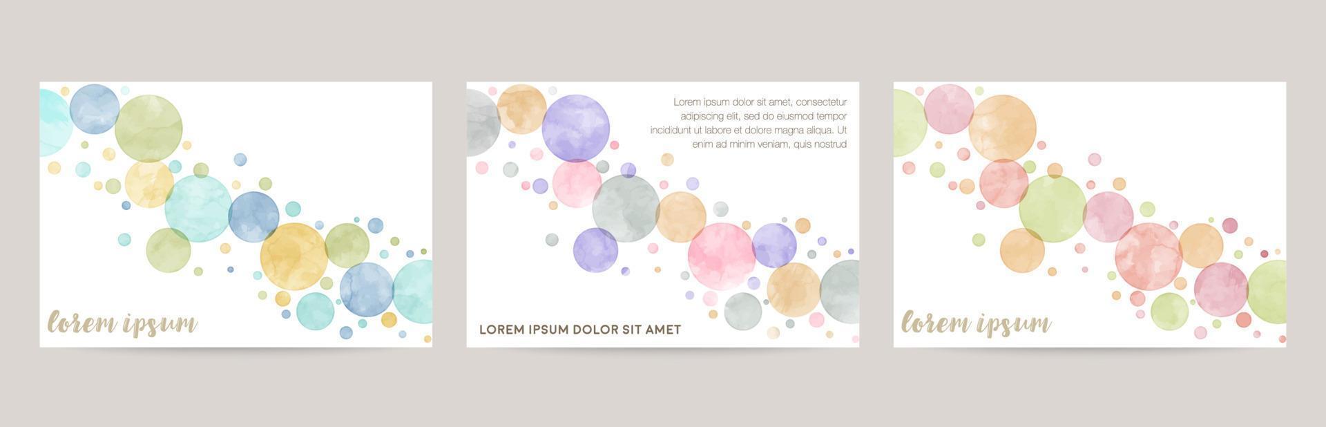 vector card design template with colorful bubbles, watercolor decoration on white background