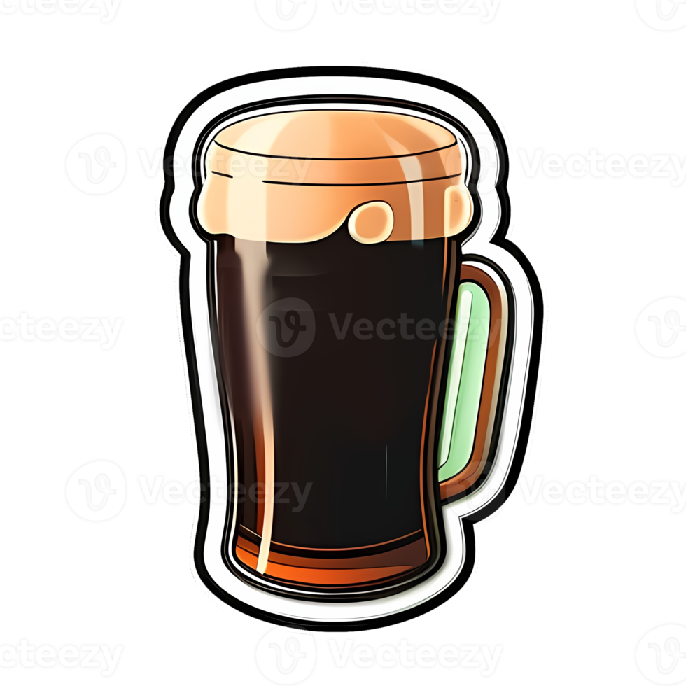 Glass of dark beer, sticker for St. Patrick's Day png