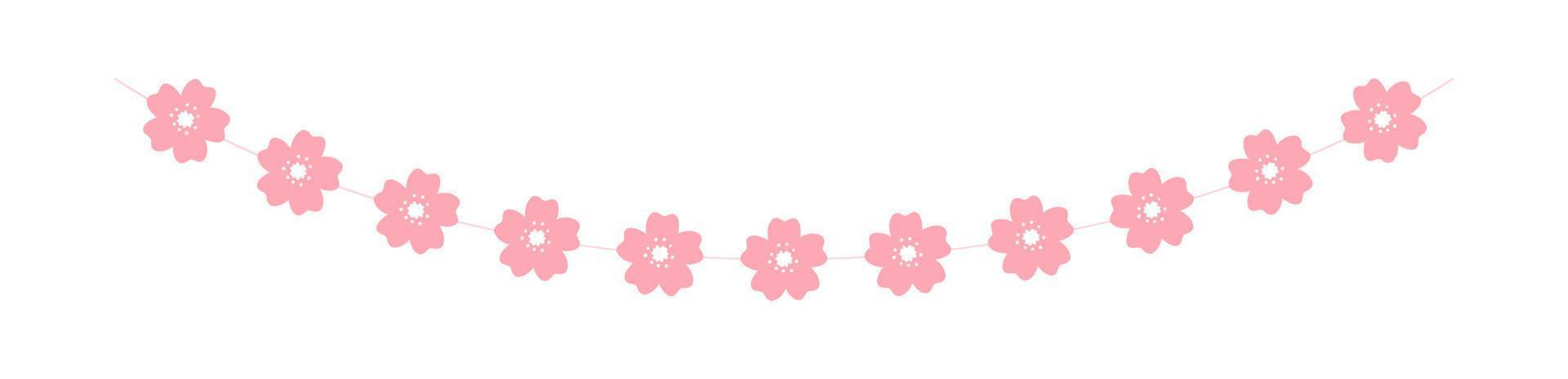 Cherry Blossom Garland, Cute Floral Bunting Spring Design Elements vector