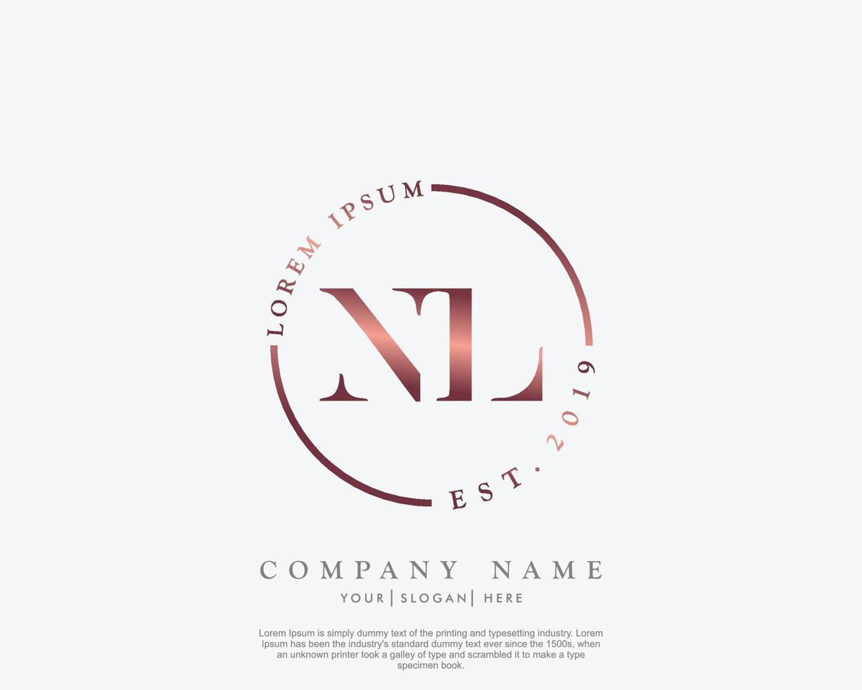 letra inicial nl logotipo femenino monograma de belleza y elegante diseño de logotipo, logotipo de escritura a mano de firma inicial, boda, moda, floral y botánica con plantilla creativa vector