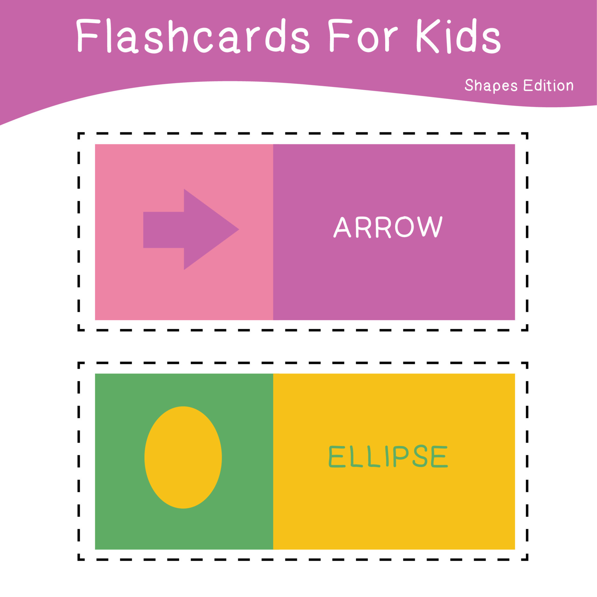Vector set of shapes flashcards. Shapes Flashcards edition. Shapes for preschool education