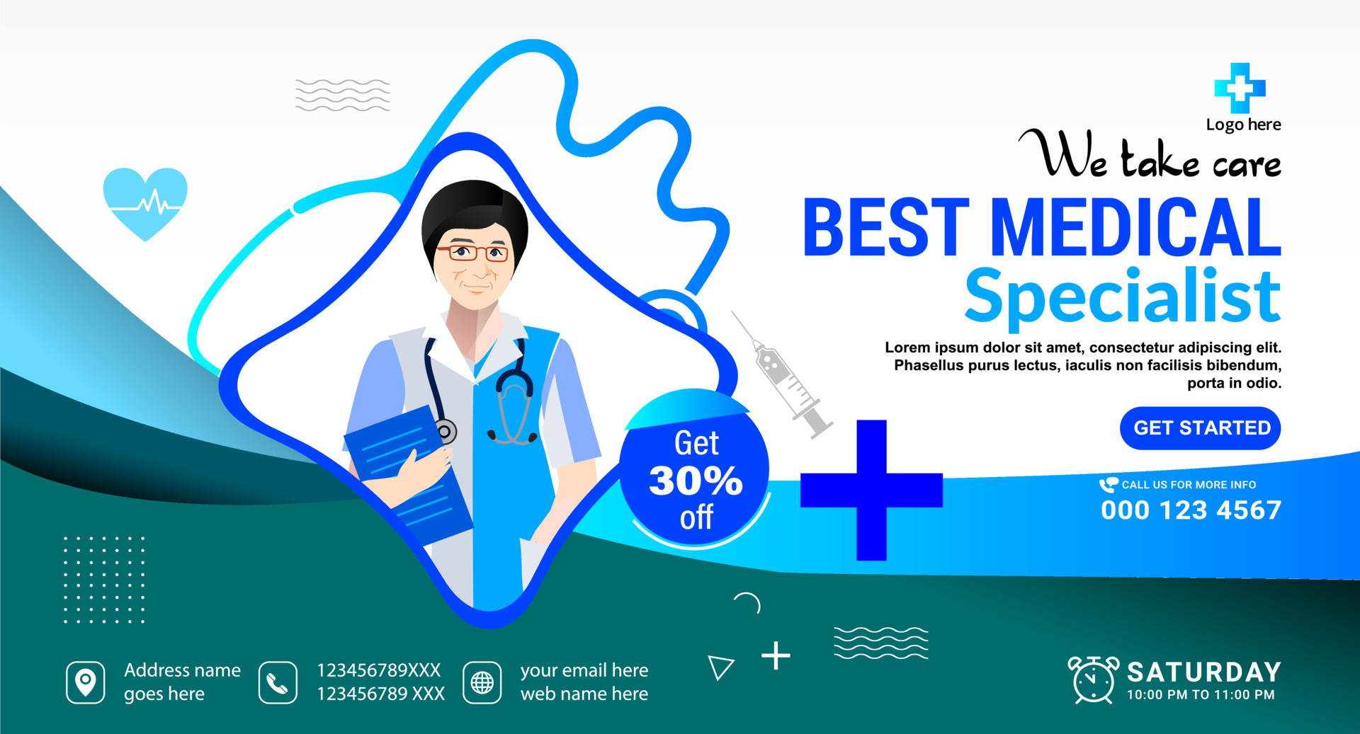 Healthcare and medical service Doctor banner, Medical health Social