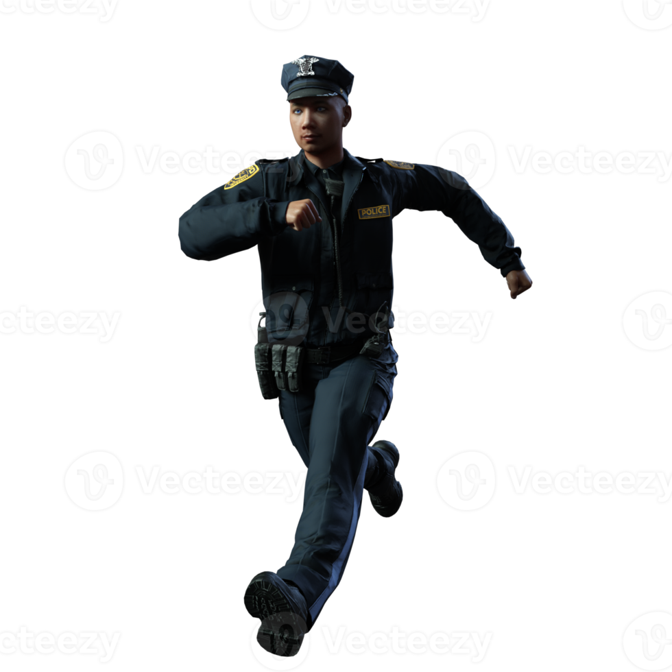 ilustração de personagem 3d policial png