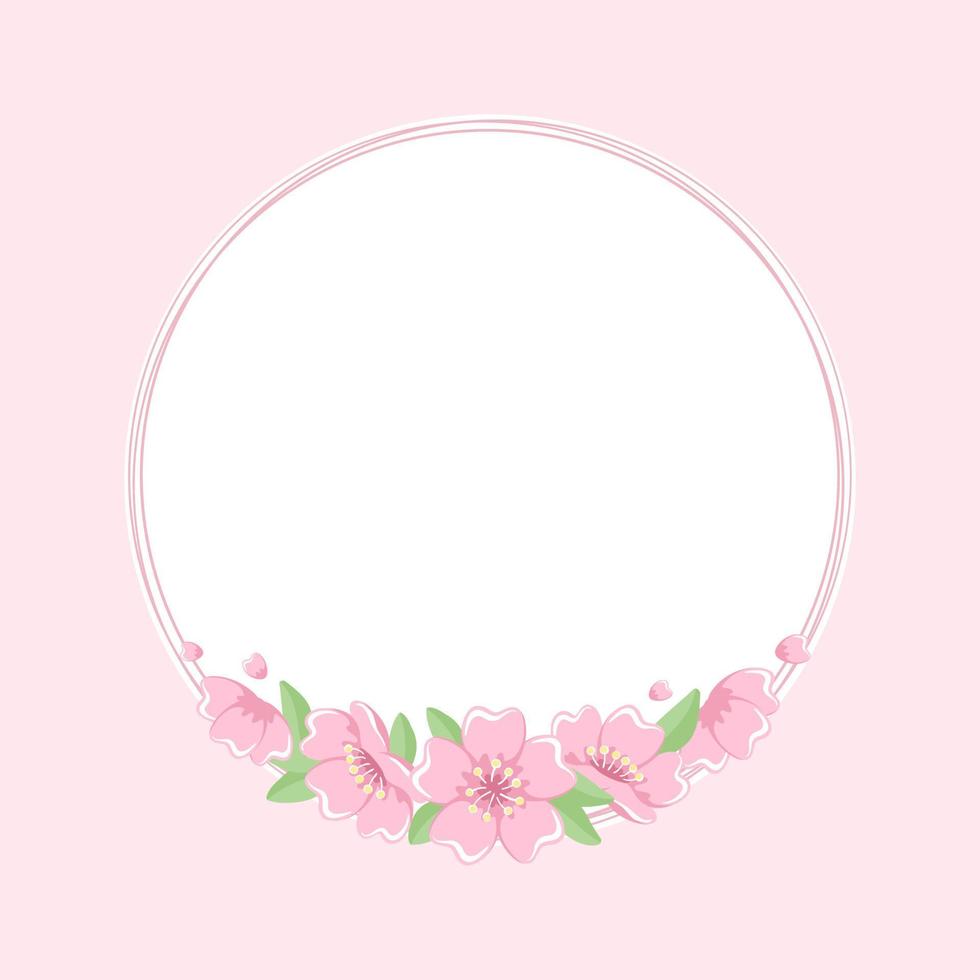 Round Cherry Blossom Frame vector