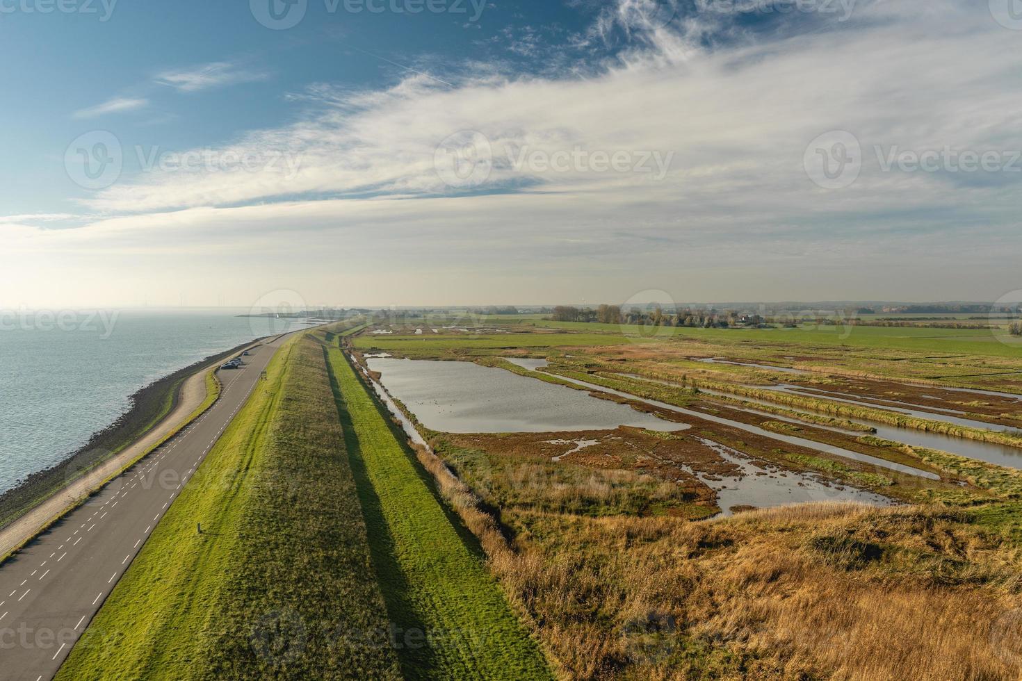 Overview from the wetlands in Burgh-Haamstede, from the Plompe tower. Zeeland, The Netherlands. photo