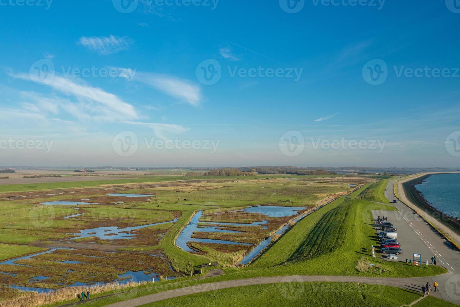 Overview from the wetlands in Burgh-Haamstede, from the Plompe tower. Zeeland, The Netherlands. photo