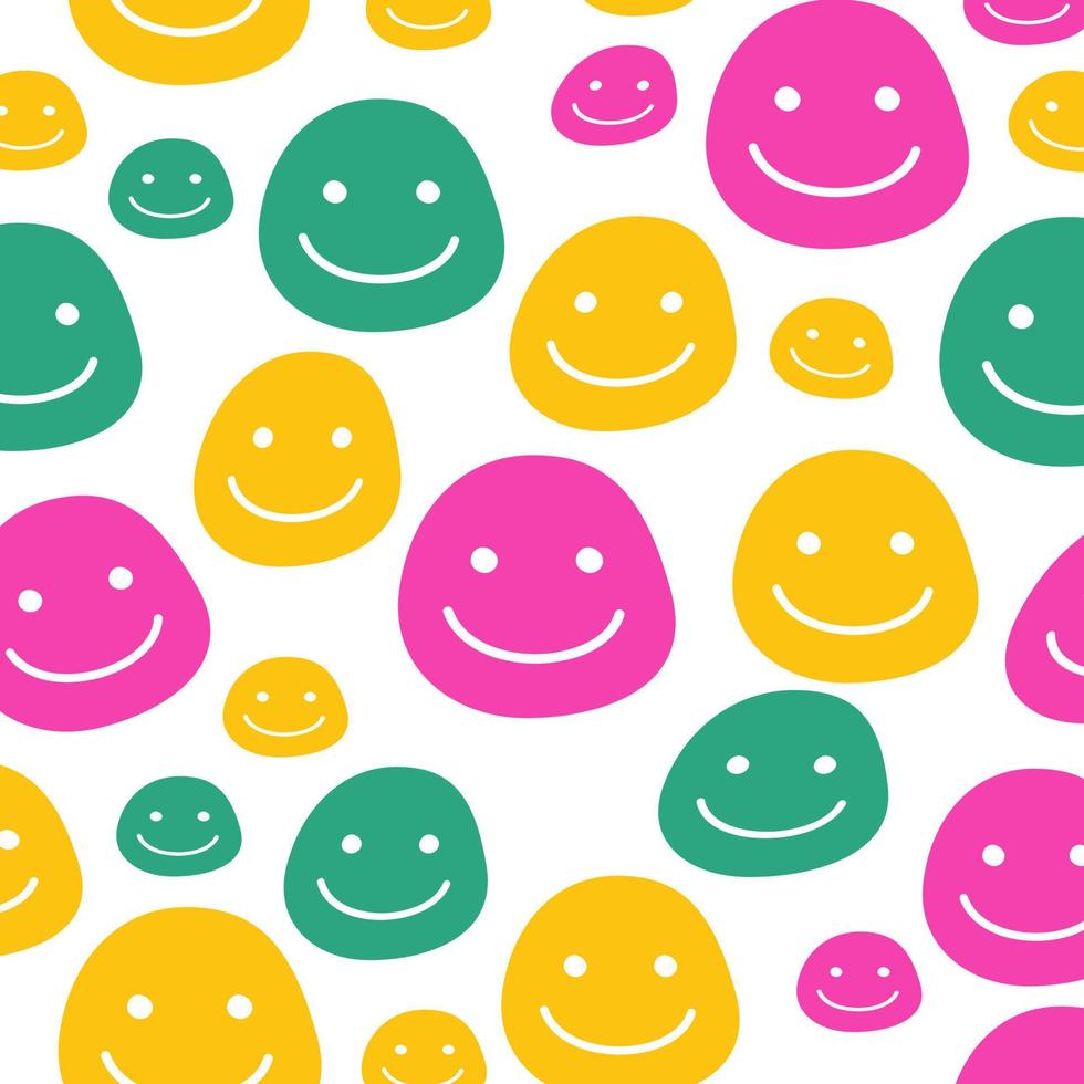 Vector seamless pattern with happy faces