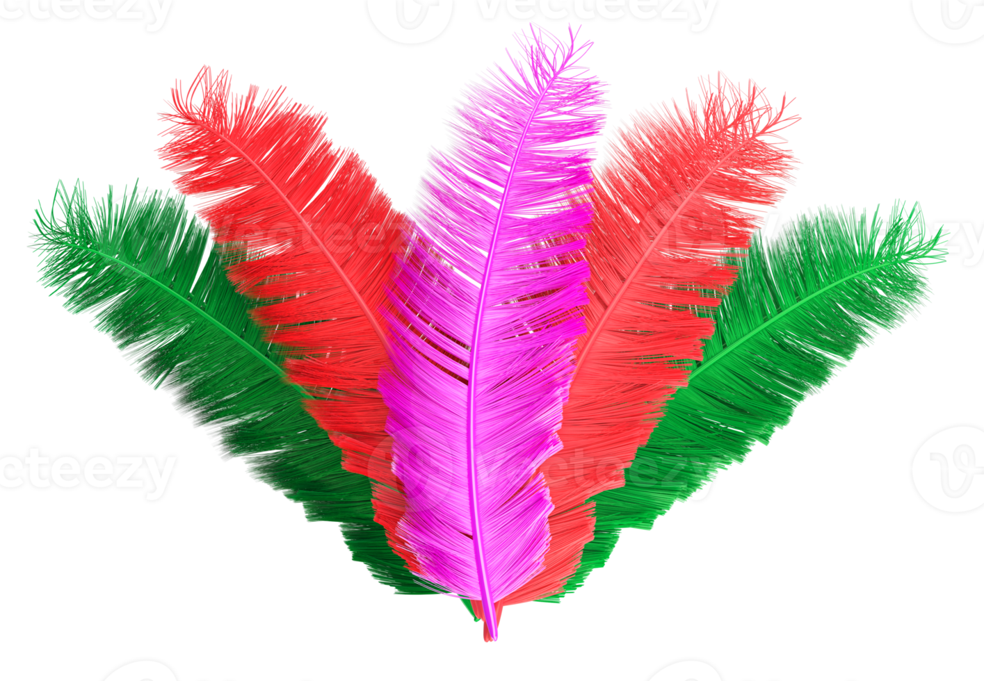 plumes colorées de carnaval 3d png
