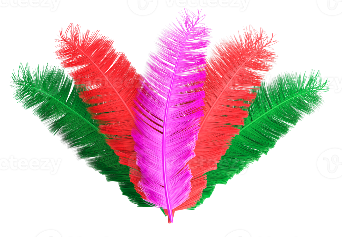 plumes colorées de carnaval 3d png