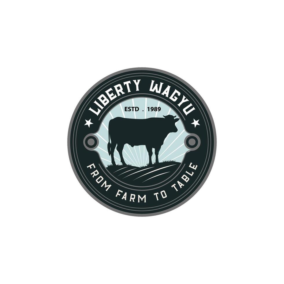 Liberty wagyu premium logo emblem, perfect with logo agency, wagyu, shop, cow, animal vector