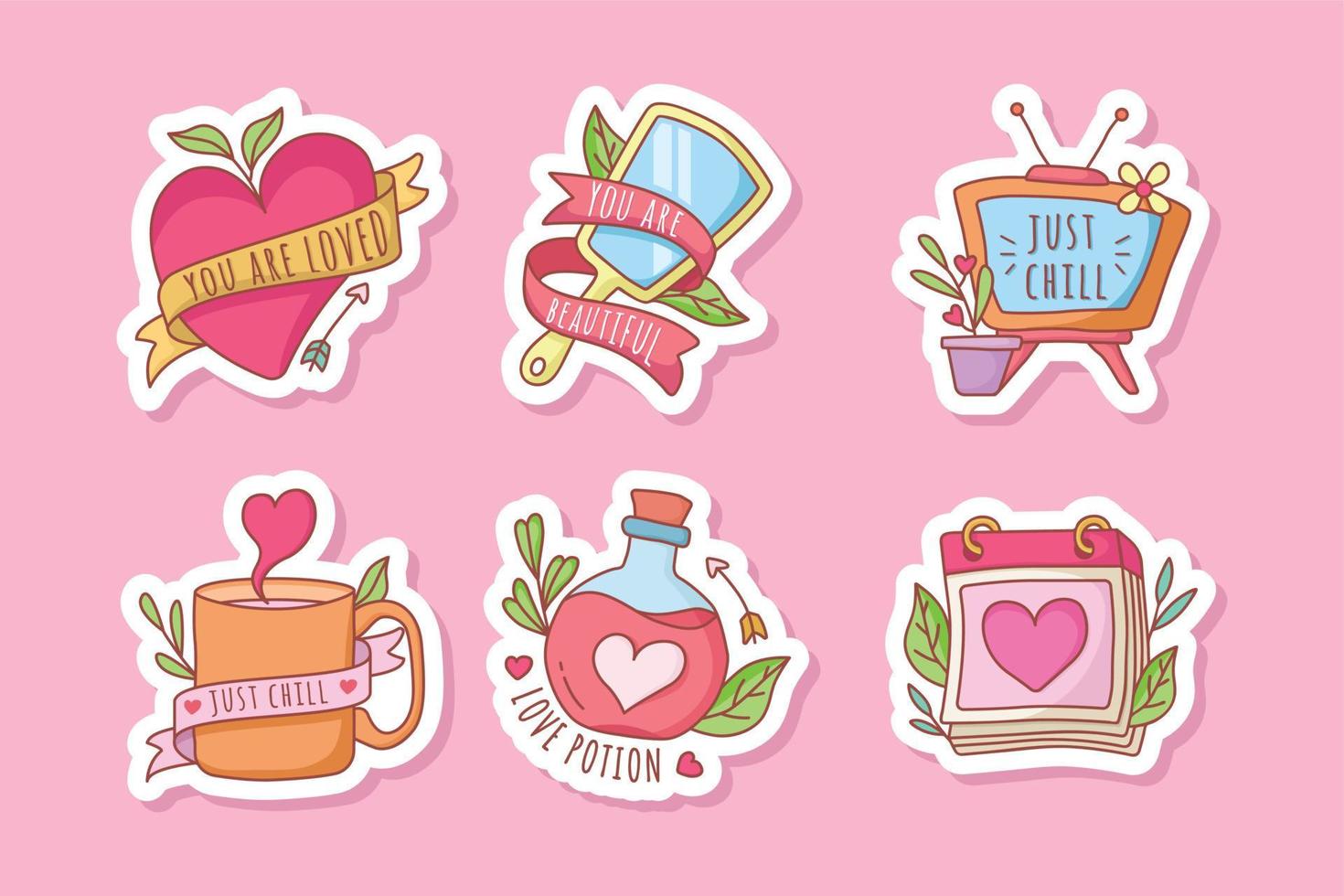 cute valentine stickers vector