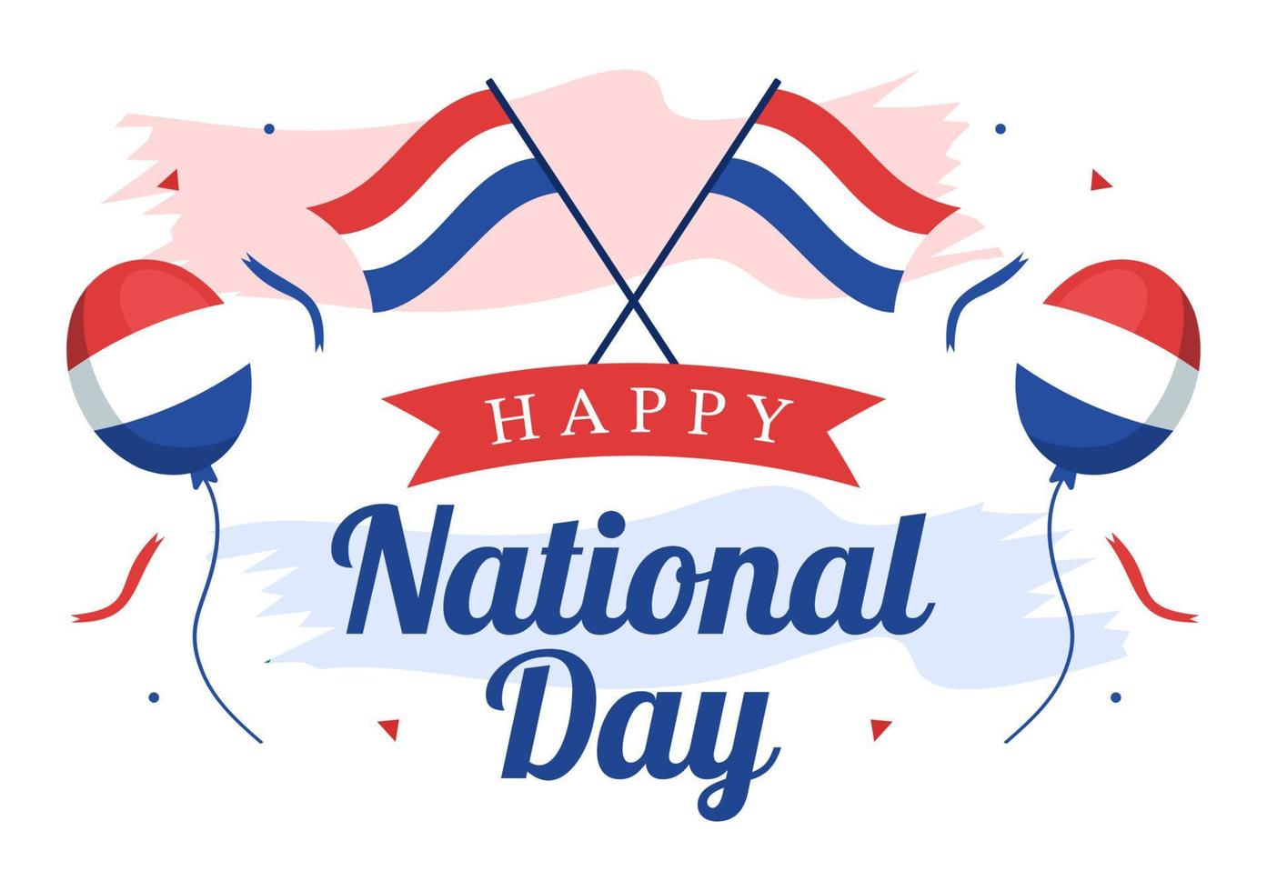 Happy Netherlands National Day Illustration with Netherlands Flag for Web Banner or Landing Page in Flat Cartoon Hand Drawn Templates vector