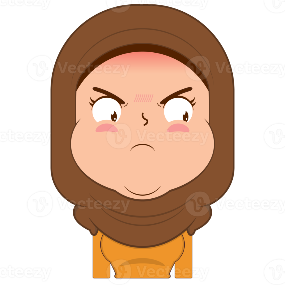 muslim girl angry face cartoon cute png