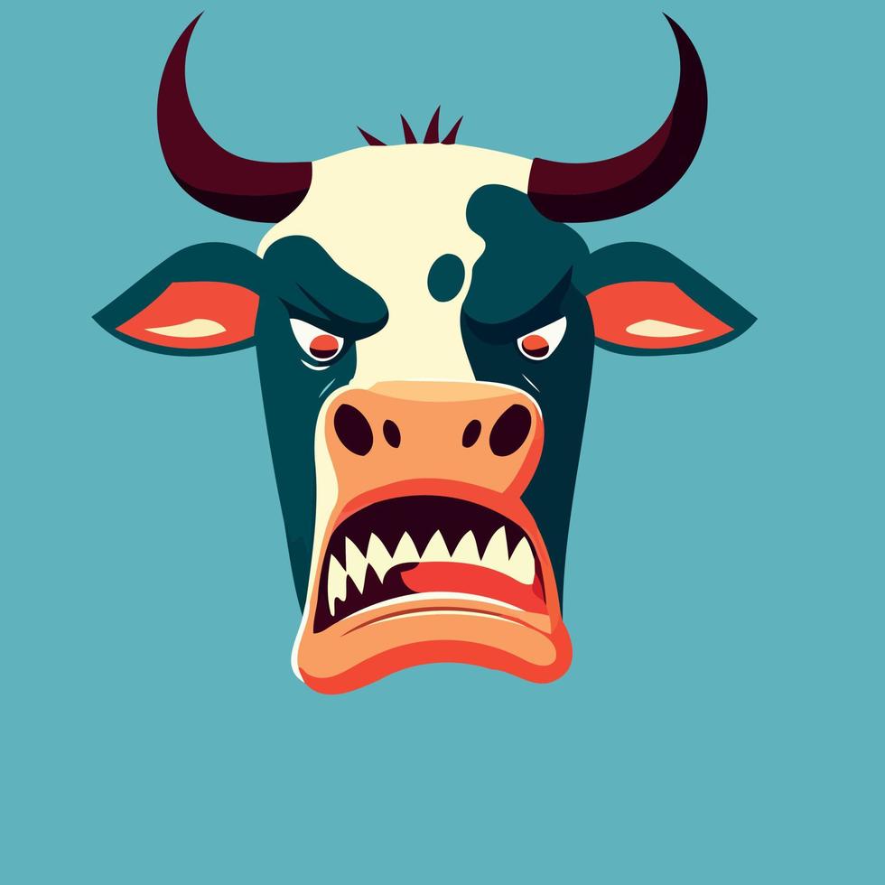 angry cow mammal animal head vector