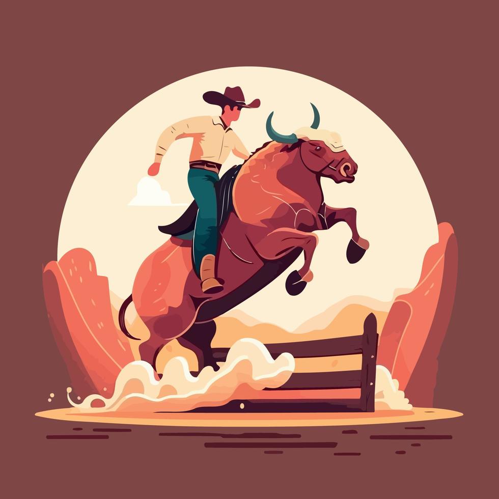 Bull Riding Cowboy vector