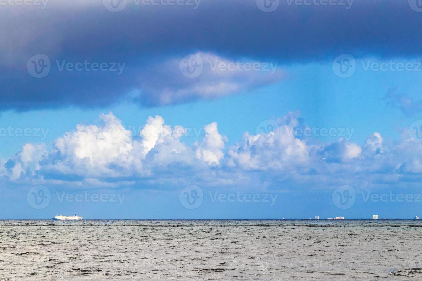 Boats yachts ship jetty beach in Playa del Carmen Mexico. photo