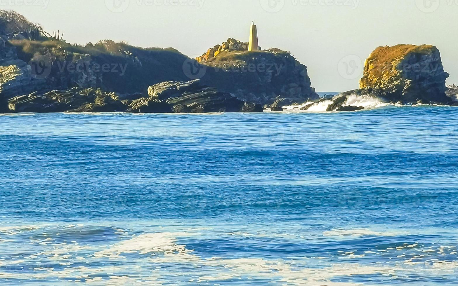 Extremely huge big surfer waves beach La Punta Zicatela Mexico. photo