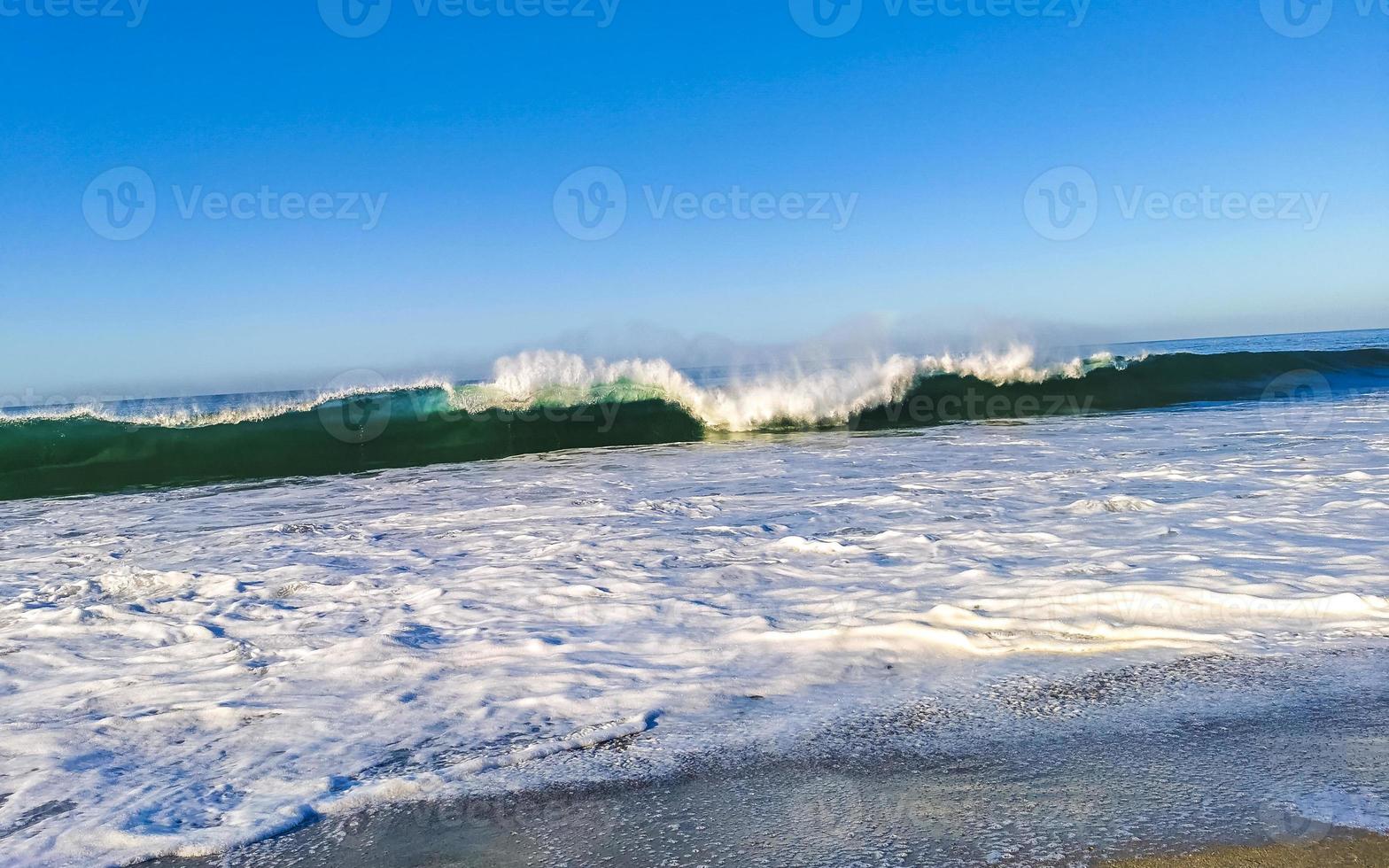 Extremely huge big surfer waves at beach Puerto Escondido Mexico. photo