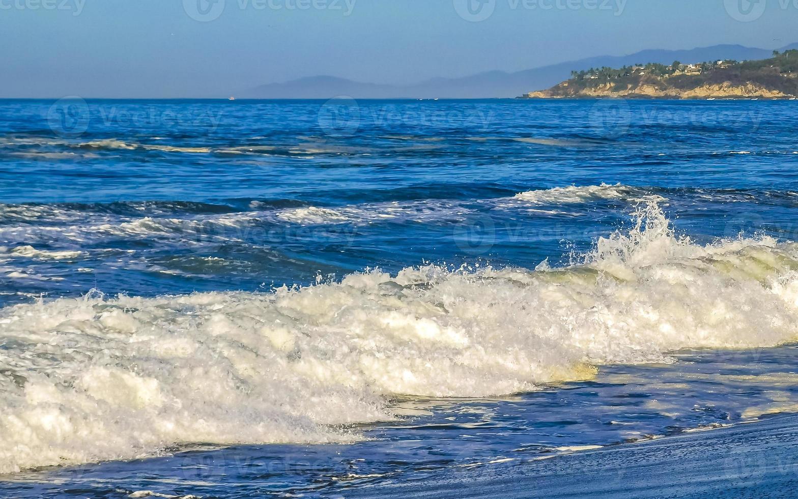 Extremely huge big surfer waves at beach Puerto Escondido Mexico. photo