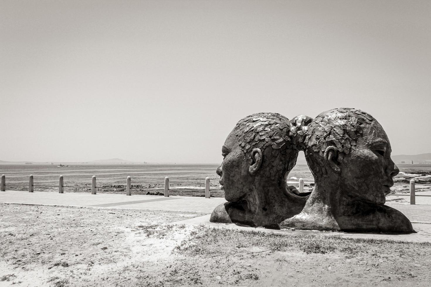Cape Town Western Cape South Africa 2018 Blue heads statue in Cape Town. Art of south Africa. photo