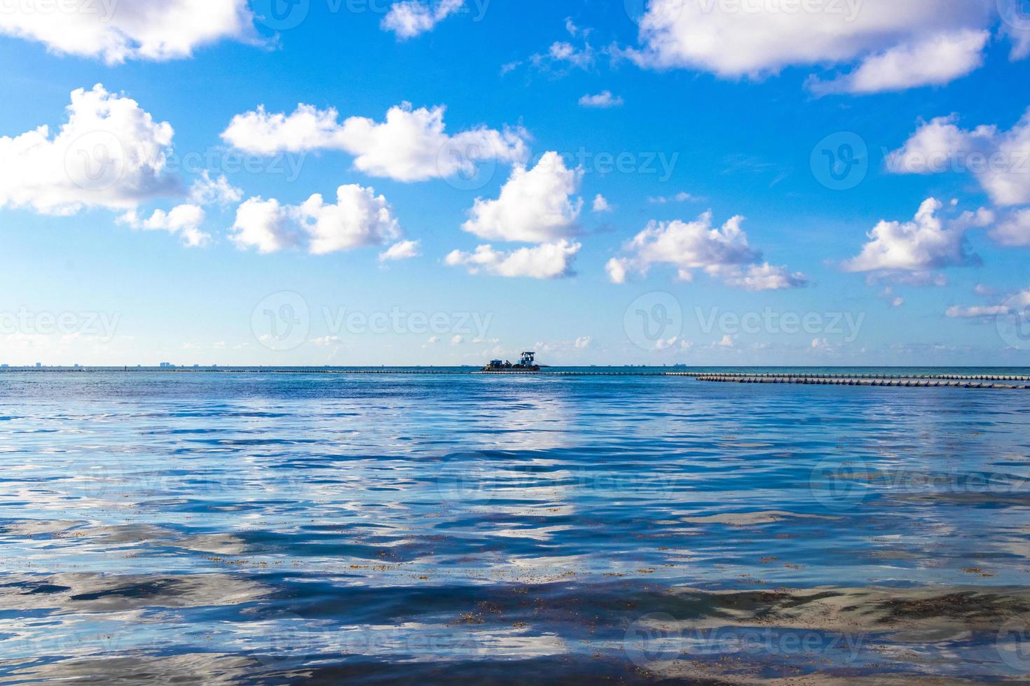 Boats yachts ship jetty beach in Playa del Carmen Mexico. photo