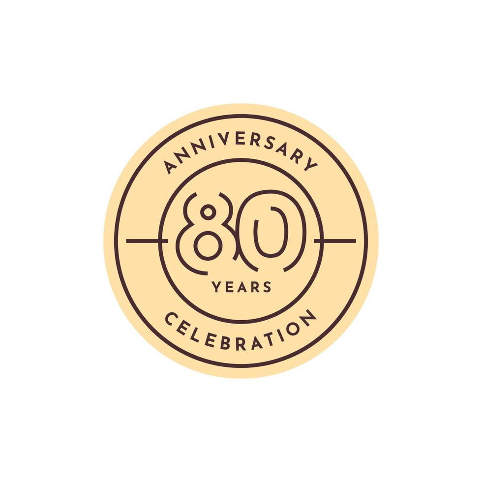 80 Years anniversary label template design vector