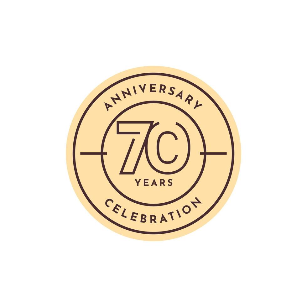 70 Years anniversary label template design vector