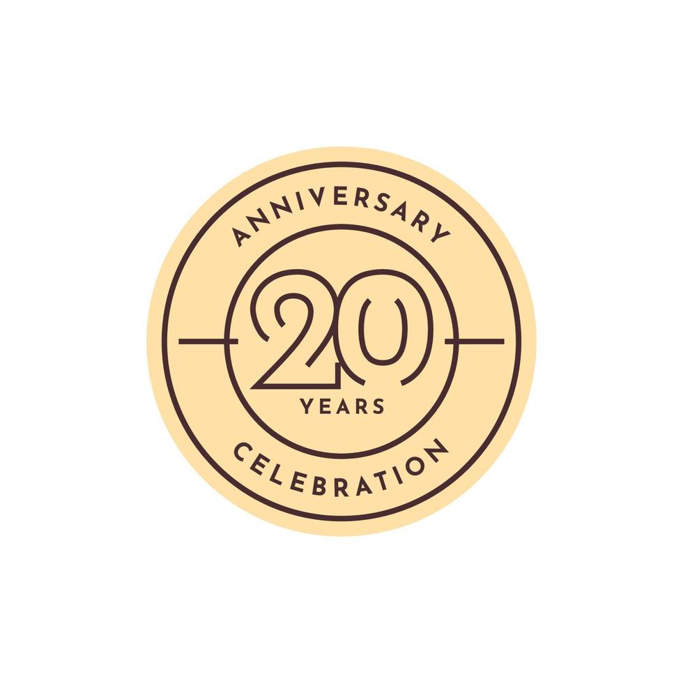 20 Years anniversary label template design vector