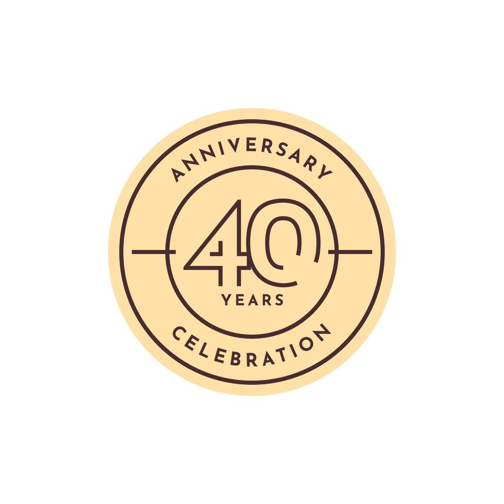 40 Years anniversary label template design vector