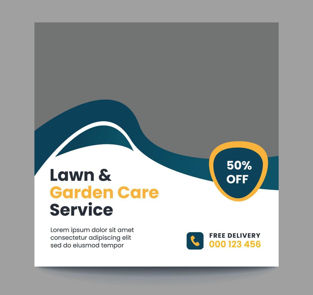 Agricultural and Farming care Services social media banner design or organic farm square template. Easy suitable for social media post, flyers, web, landscape, agro industry and gardening. vector