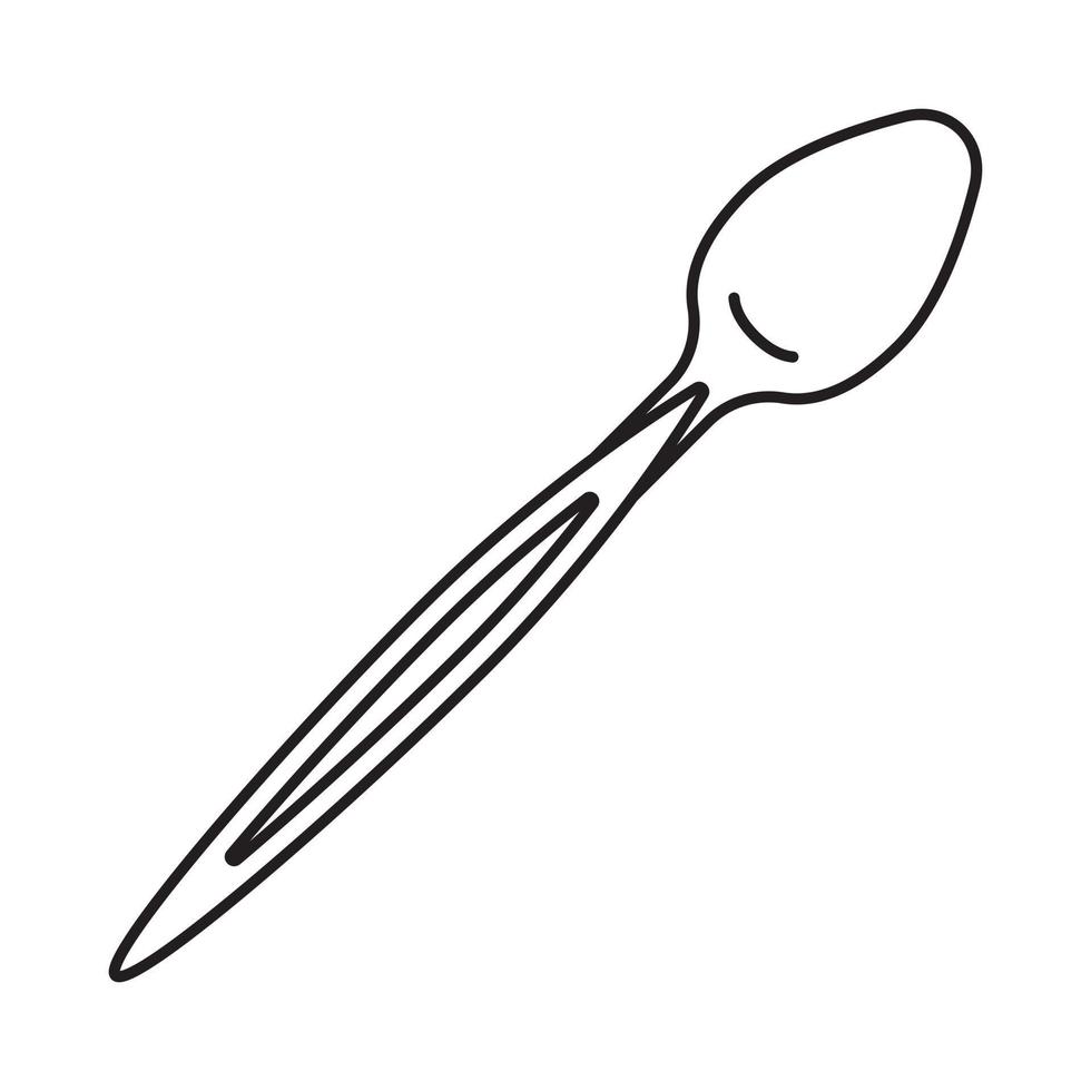 Spoon or teaspoon line art vector icon for apps and website
