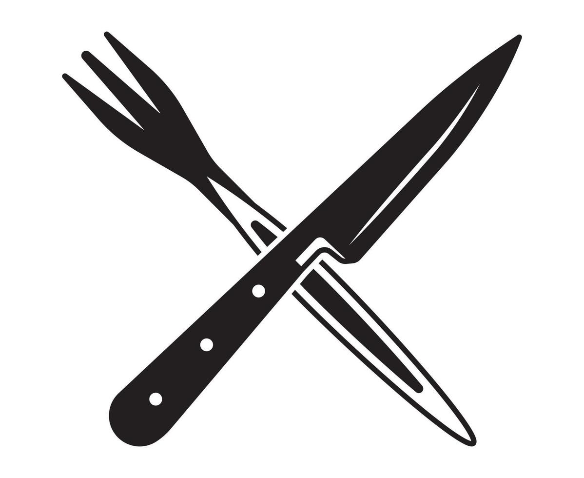 icono de vector plano un cuchillo de cocina y un tenedor para aplicaciones o sitios web