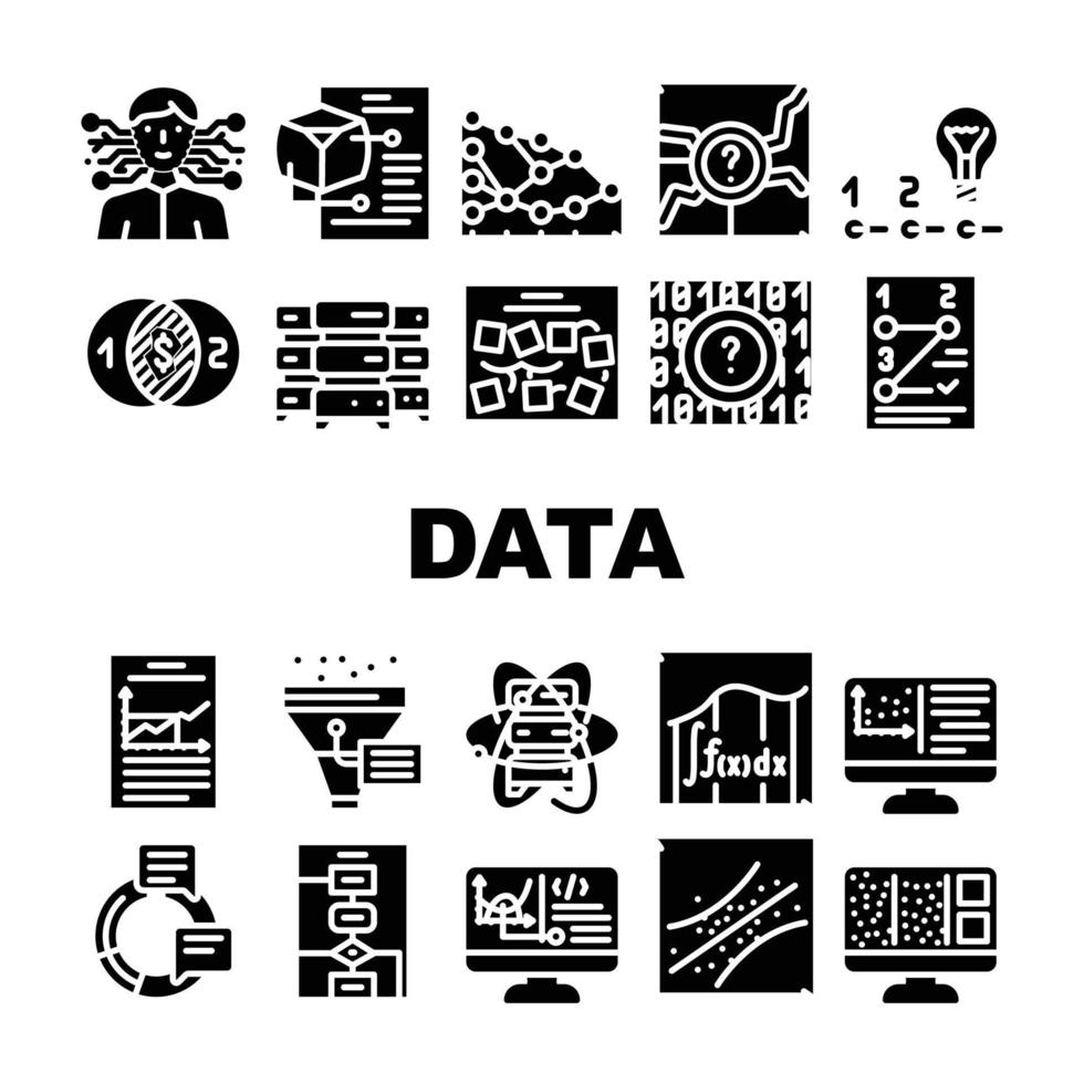 ciencia de datos innovar tecnología iconos establecer vector