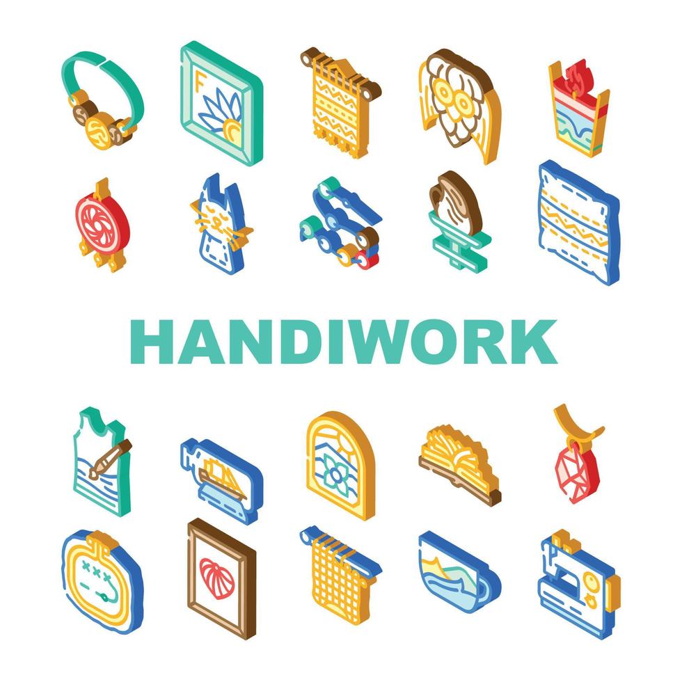 Handiwork Craft Hobby Occupation Icons Set Vector