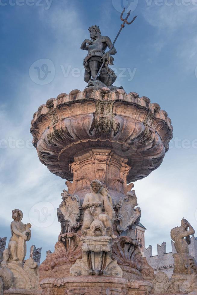 Trento dome main plaza view with fountain detail photo