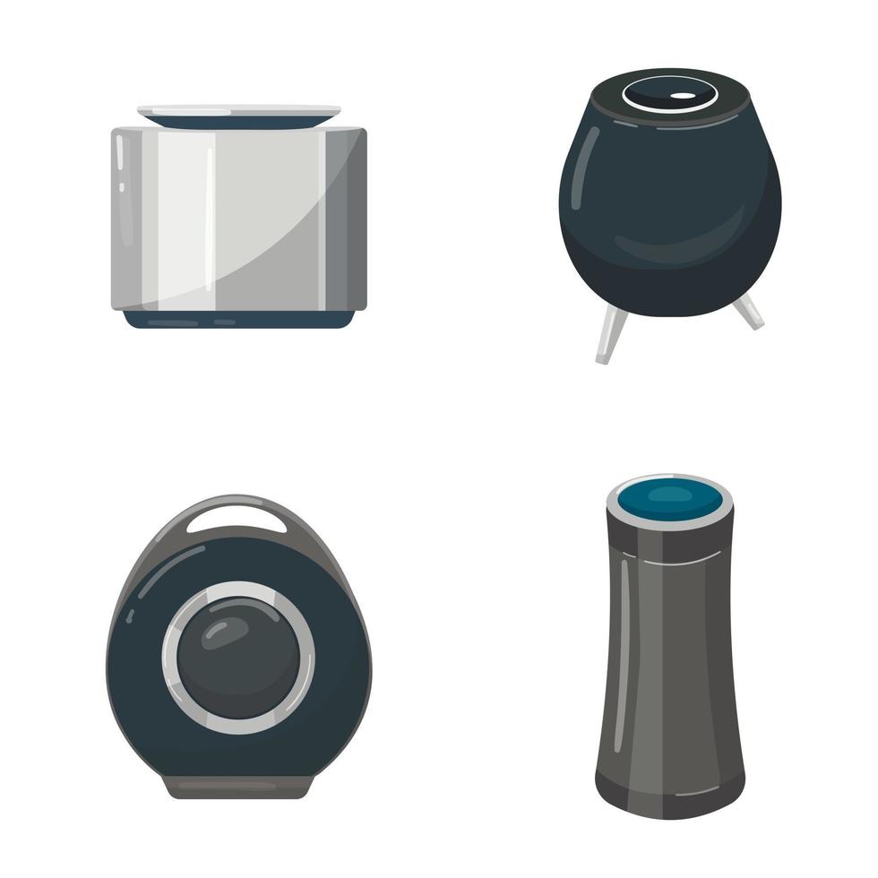 Smart speaker icons set cartoon vector. Home ai vector