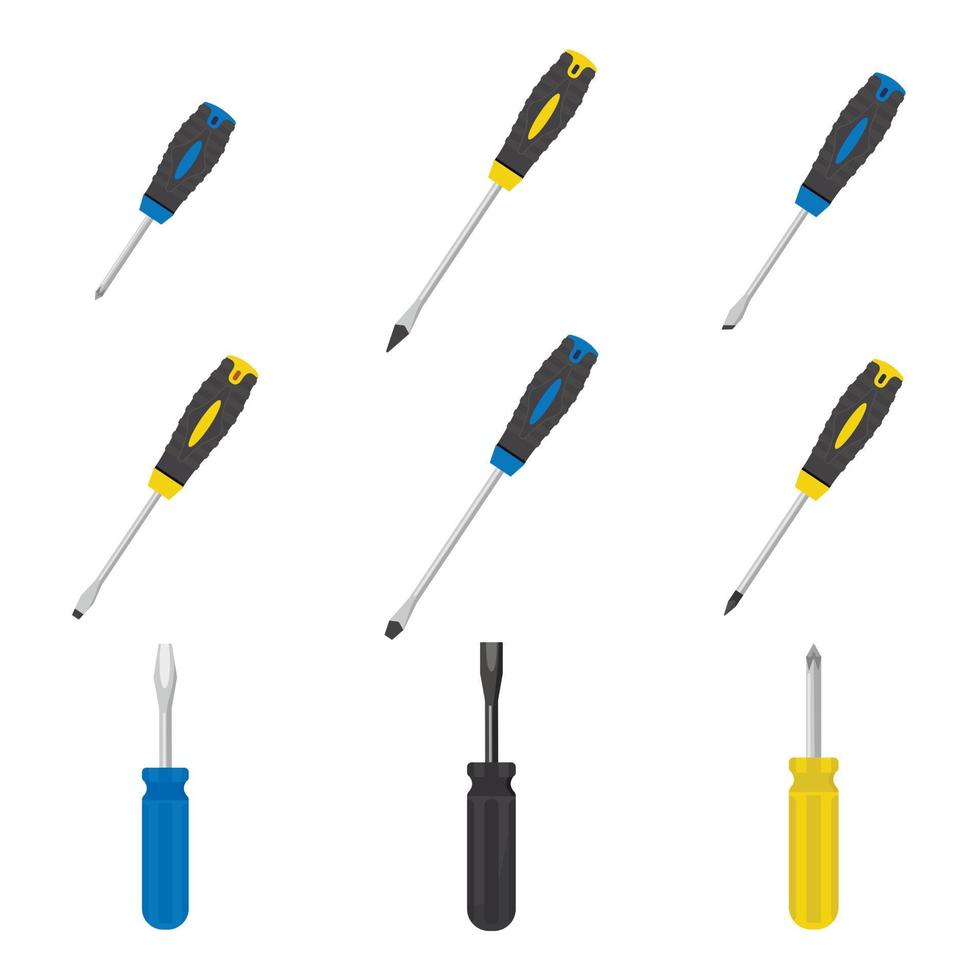 Screwdriver icons set cartoon vector. Construction element vector