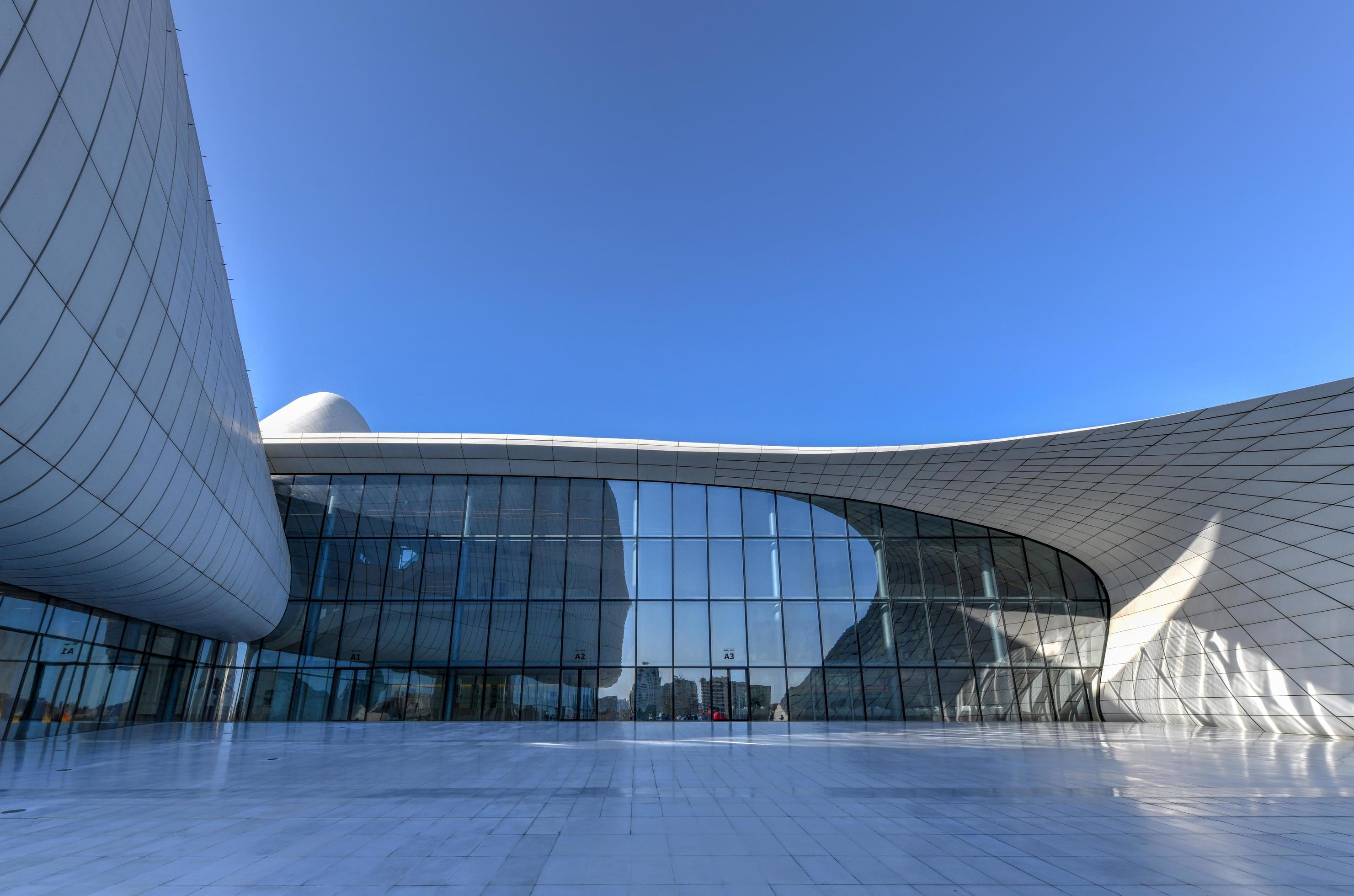 Heydar Aliyev Center in Baku, Azerbaijan. It was designed by Zaha Hadid ...