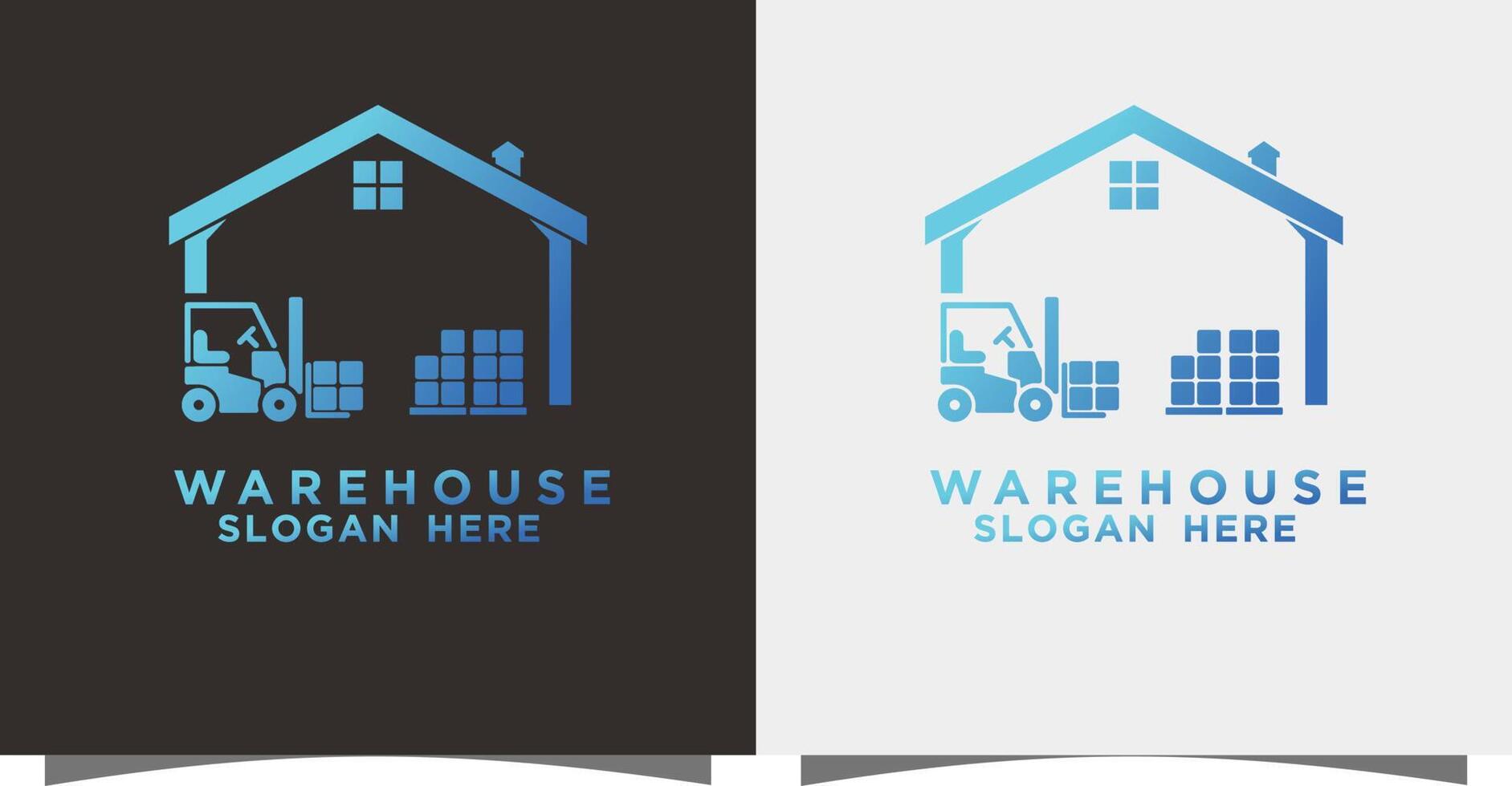 Warehouse and Forklift logo with creative modern syle Premium Vector