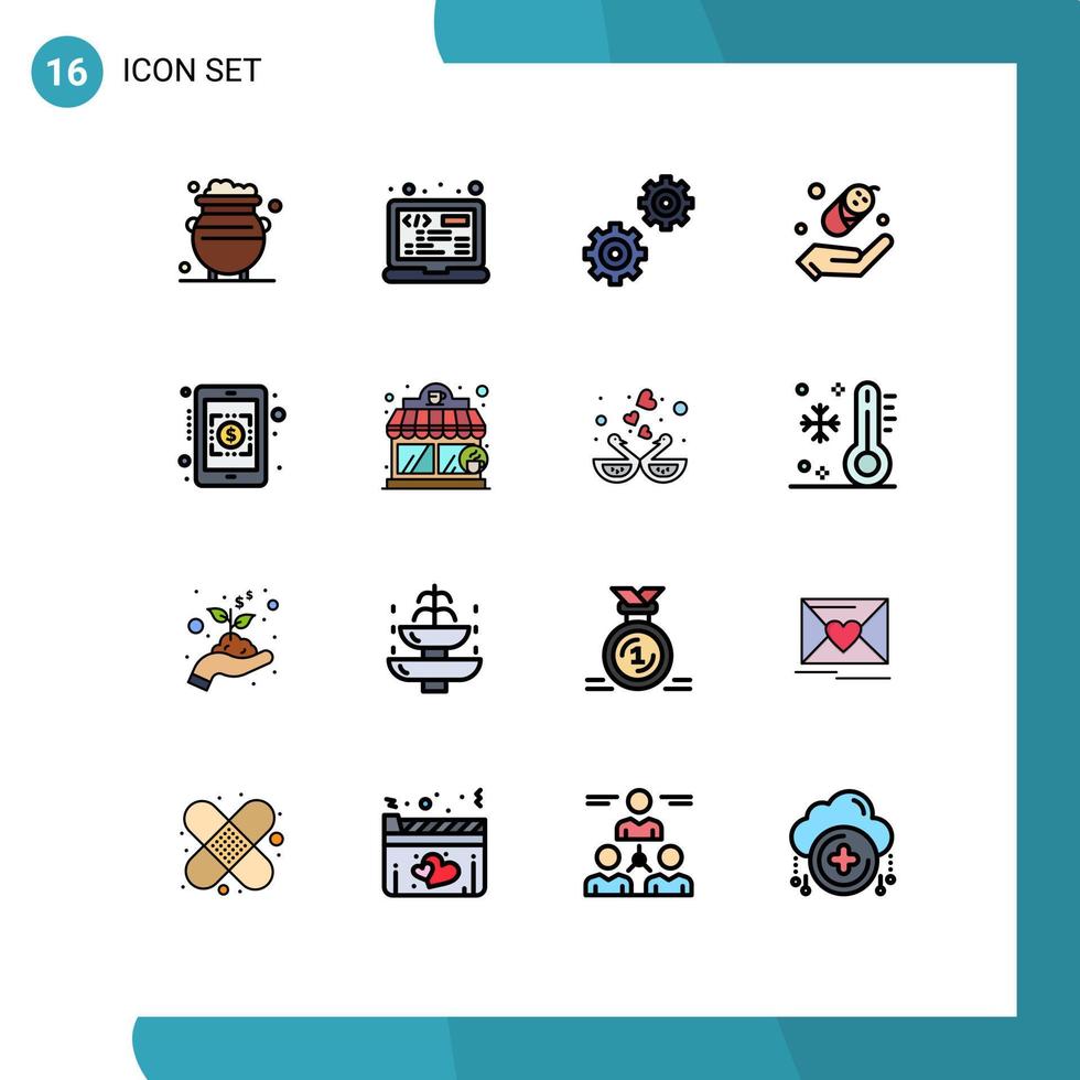 paquete de iconos de vector de stock de 16 signos y símbolos de línea para símbolo de moneda banca protección html elementos de diseño de vector creativo editable para niños