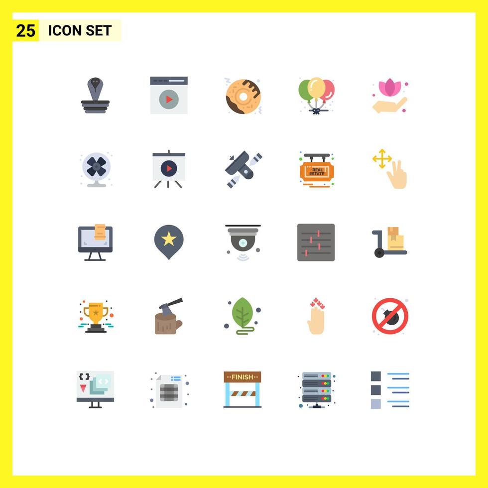 Group of 25 Modern Flat Colors Set for green party watch video celebration balloons Editable Vector Design Elements