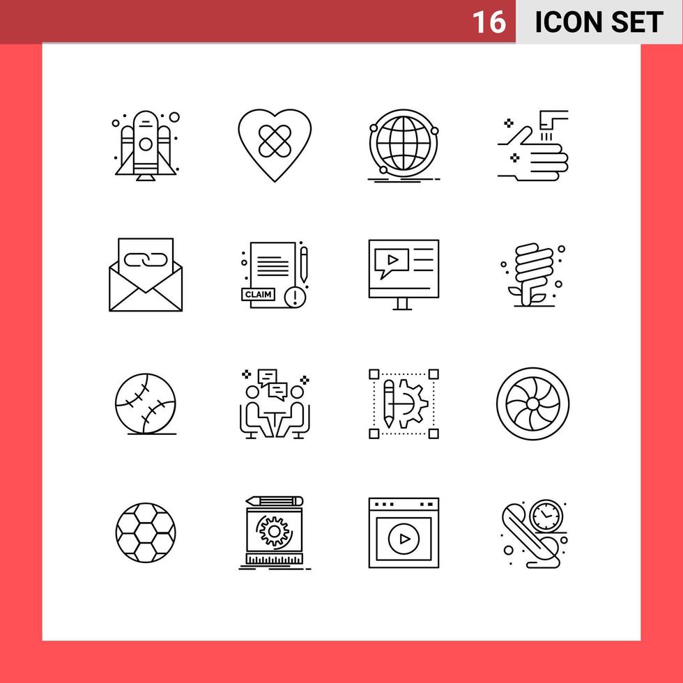 Pictogram Set of 16 Simple Outlines of contact us communication internet tab faucet Editable Vector Design Elements